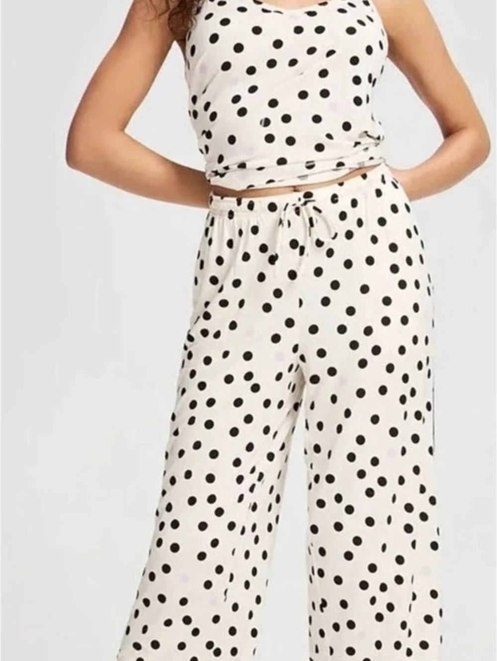 Soma Polka Dot Pajama Pants in White & Black Size Medium